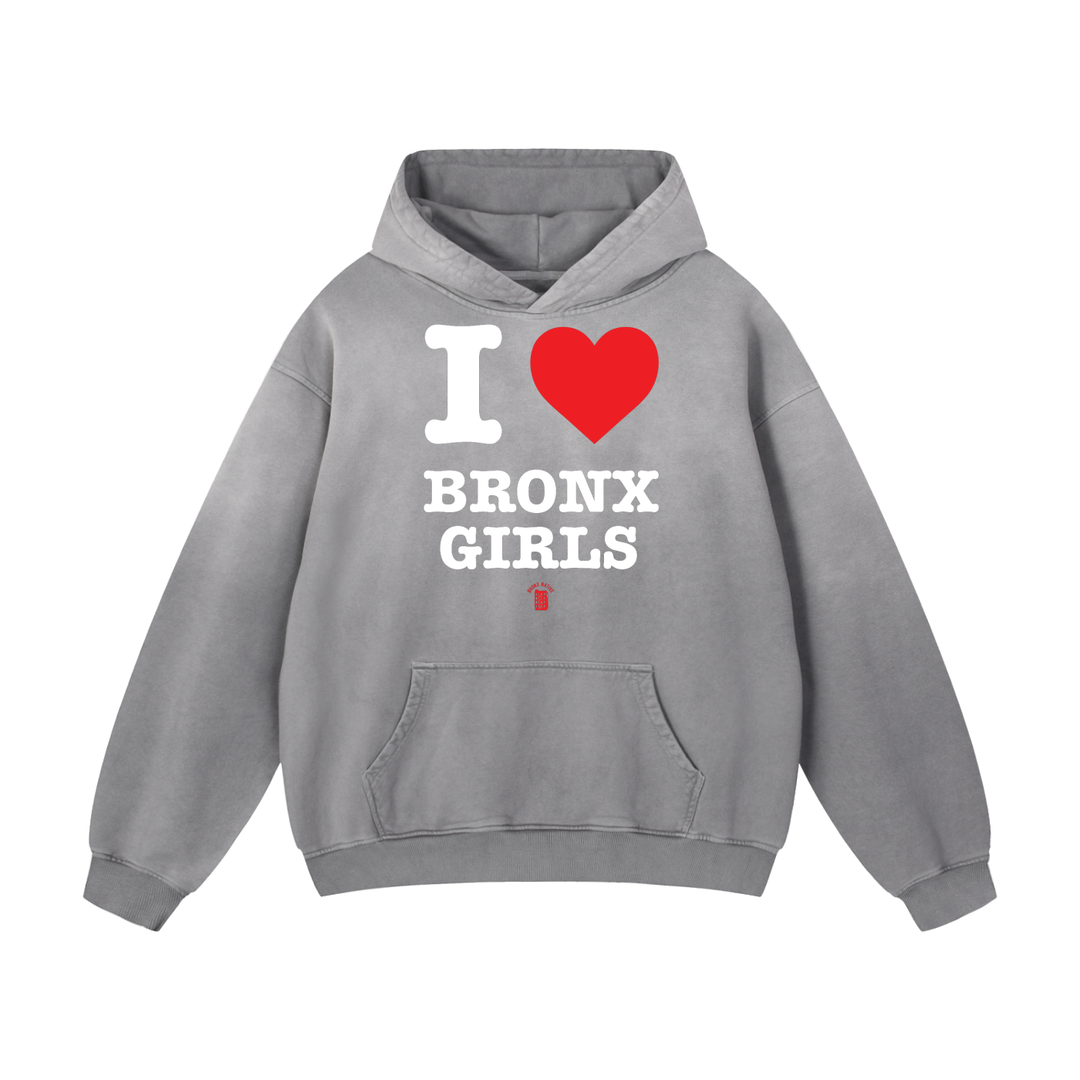 I Love Bronx Girls Heavyweight Sunfade Oversized Hoodie