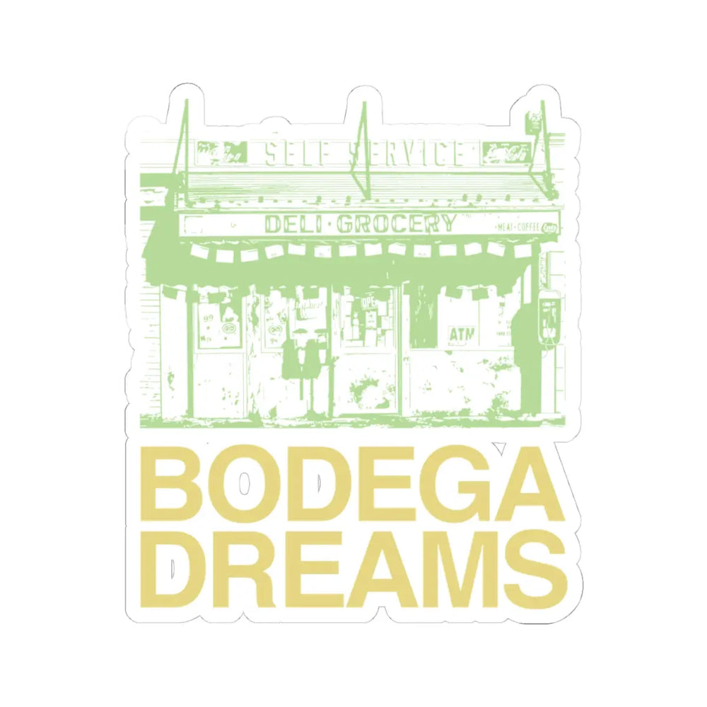 Bodega Dreams Sticker (Bright Green & Gold) Printify