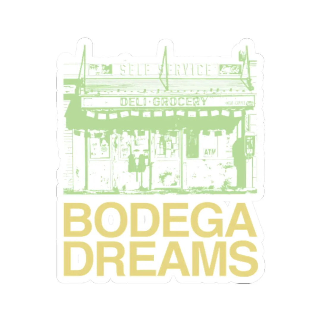 Bodega Dreams Sticker (Bright Green & Gold) Printify