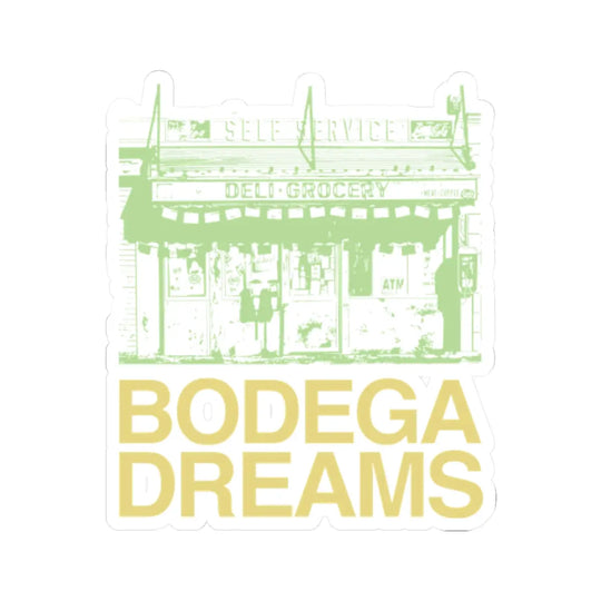 Bodega Dreams Sticker (Bright Green & Gold) Printify