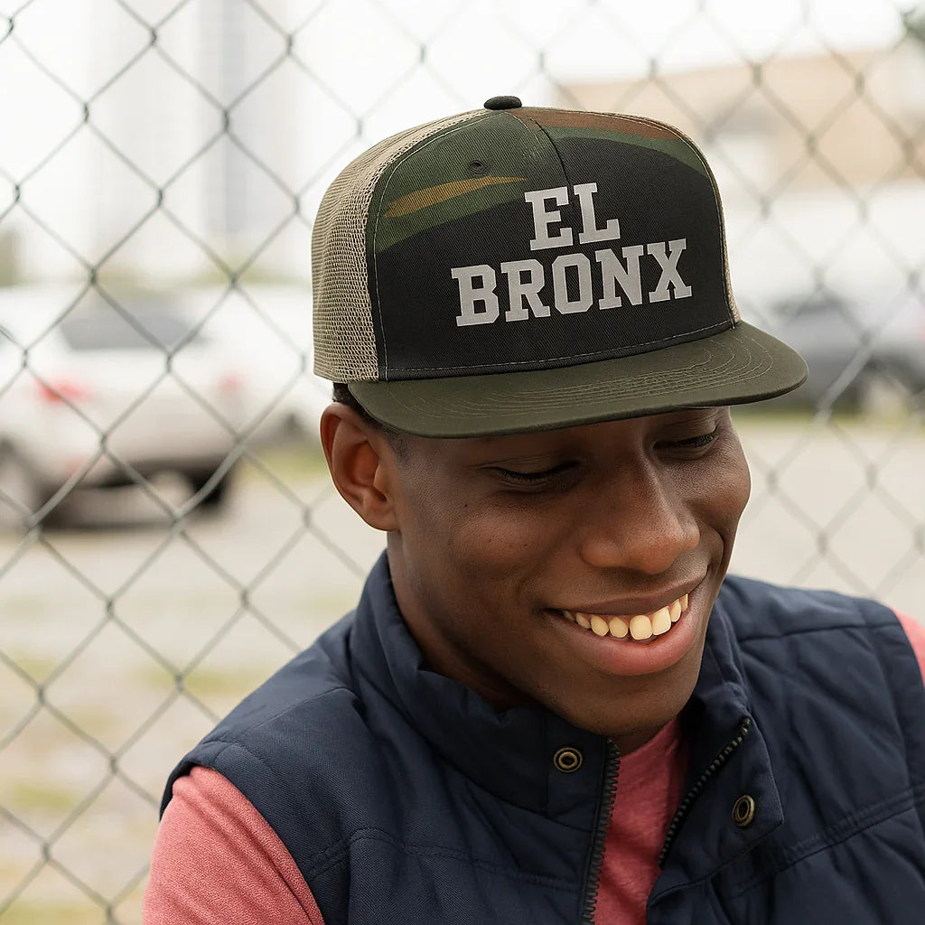 El Bronx Trucker Hat – Camo Five-Panel Mesh Cap – Bronx Native Shop