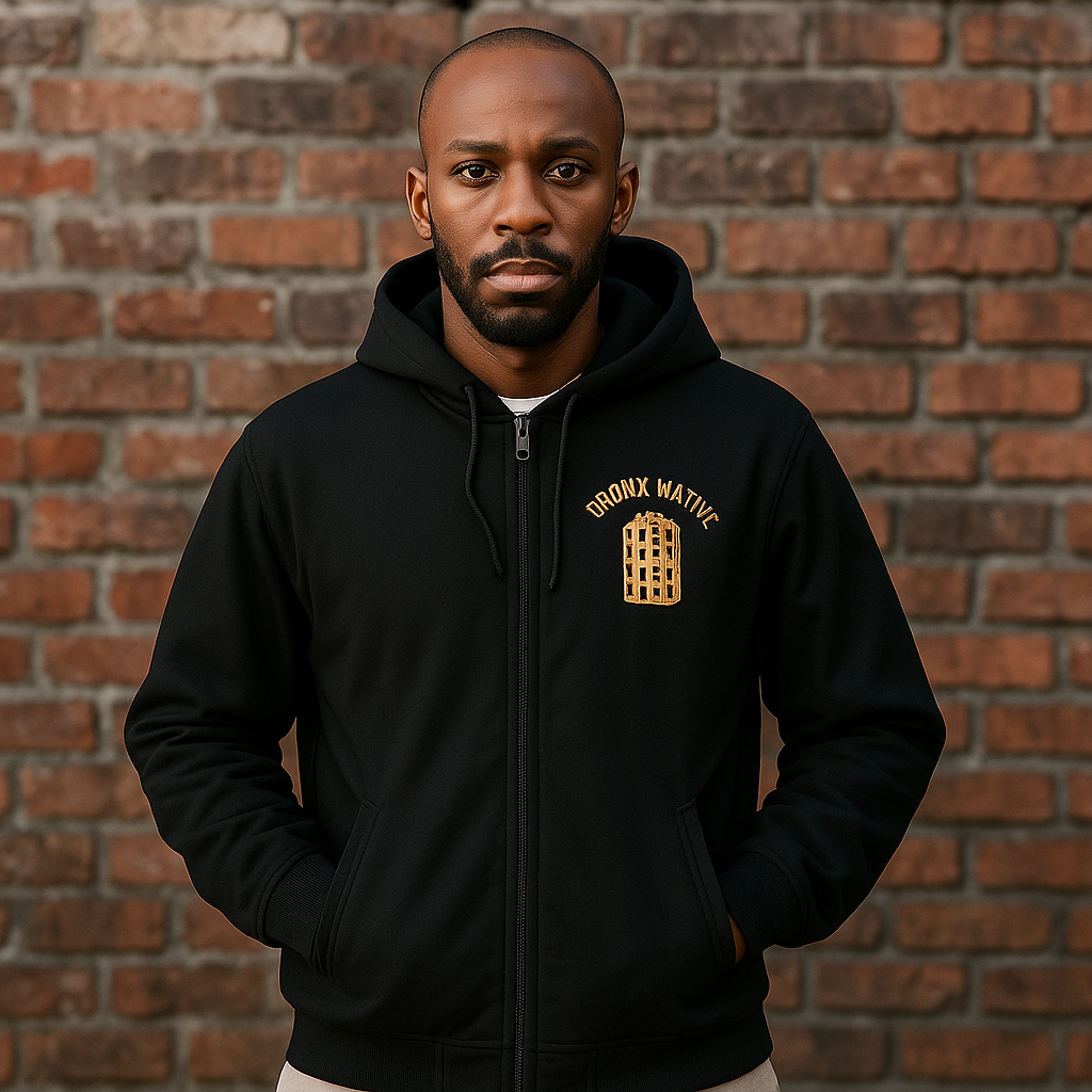 The Bronx vs The World Canvas Bomber Hood Jacket [Embroidered Chest]