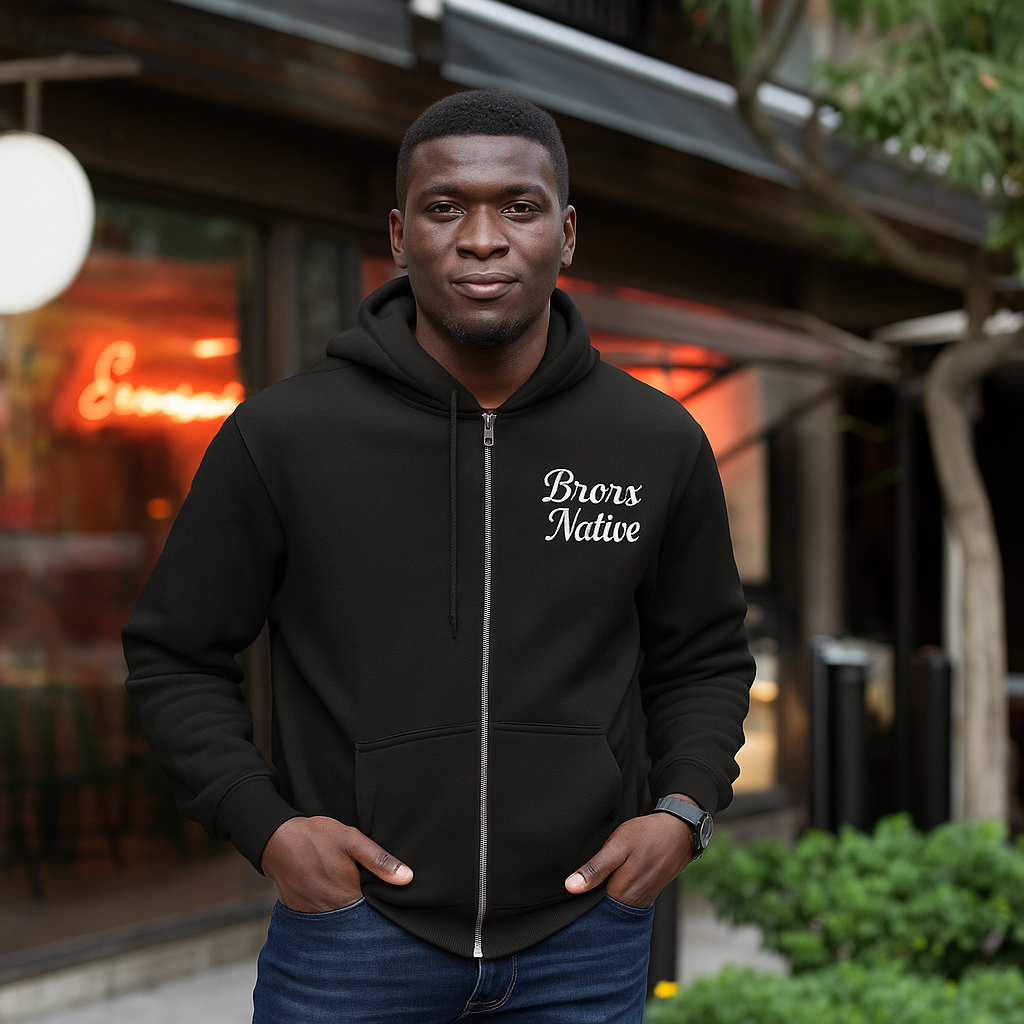 Bronx Infinite Zippered Mens Heavy Hoodie (Embroidered)