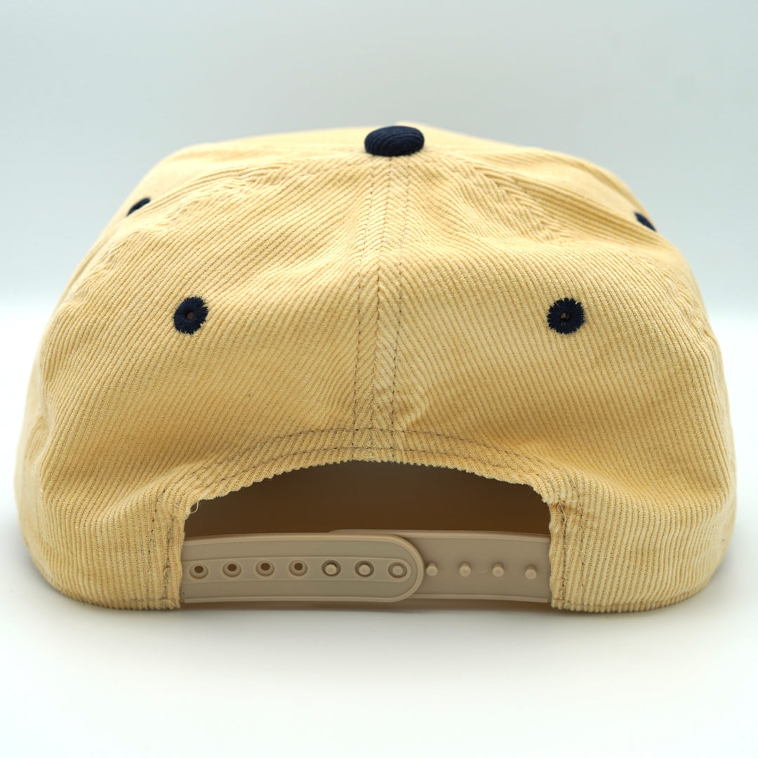 "The Bronx" Snapback Cream with Navy Blue Corduroy Brim