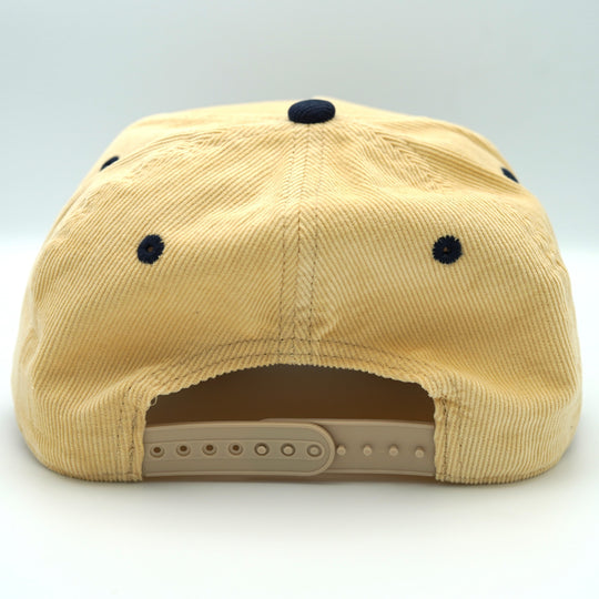 "The Bronx" Snapback Cream with Navy Blue Corduroy Brim