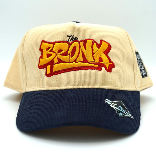 "The Bronx" Snapback Cream with Navy Blue Corduroy Brim