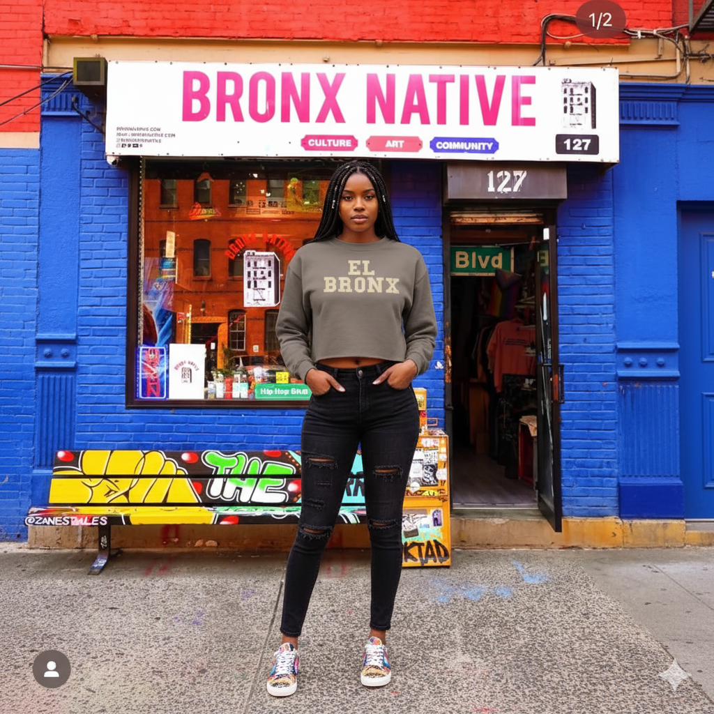 EL BRONX Womens Relax Faded Crew