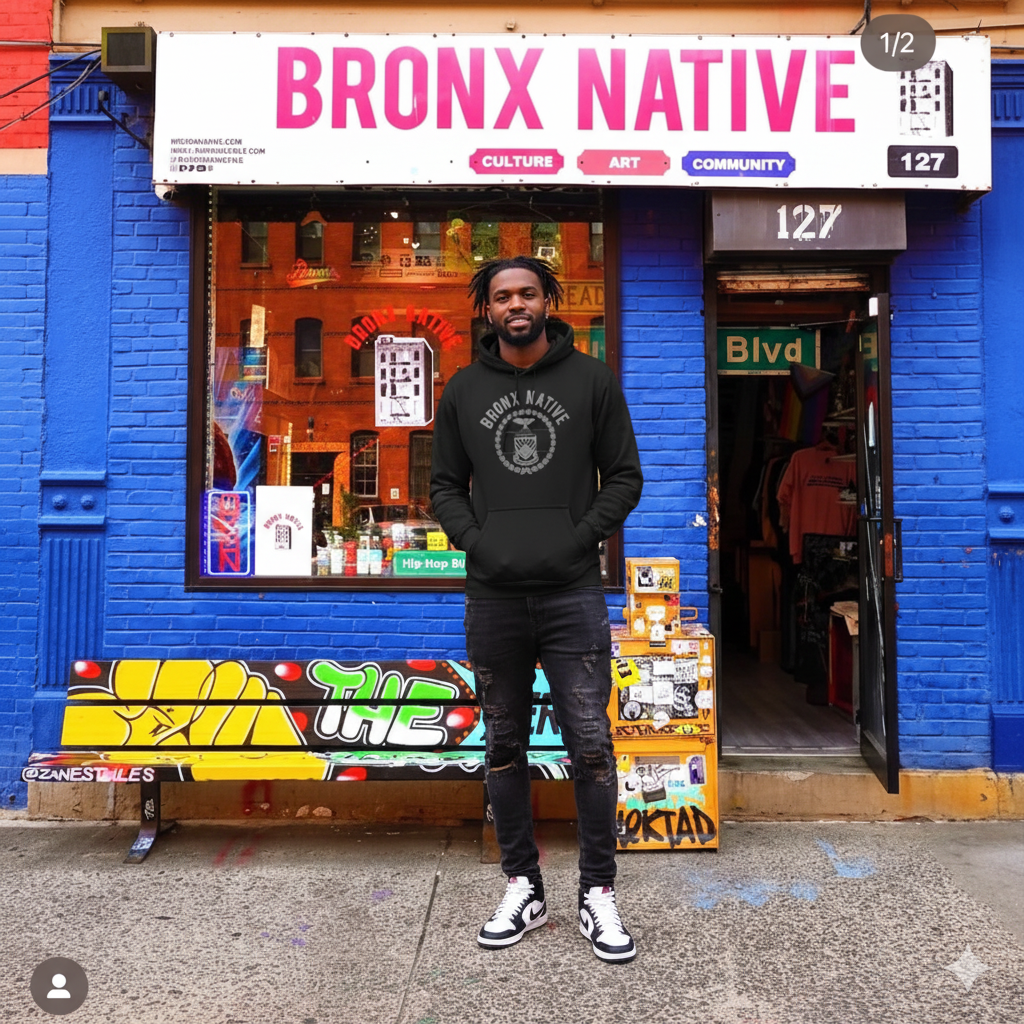 Bronx Native 718 Mens Box Hoodie