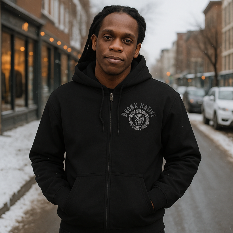 Bronx Native Canvas Bomber Hood Jacket [Embroidered]