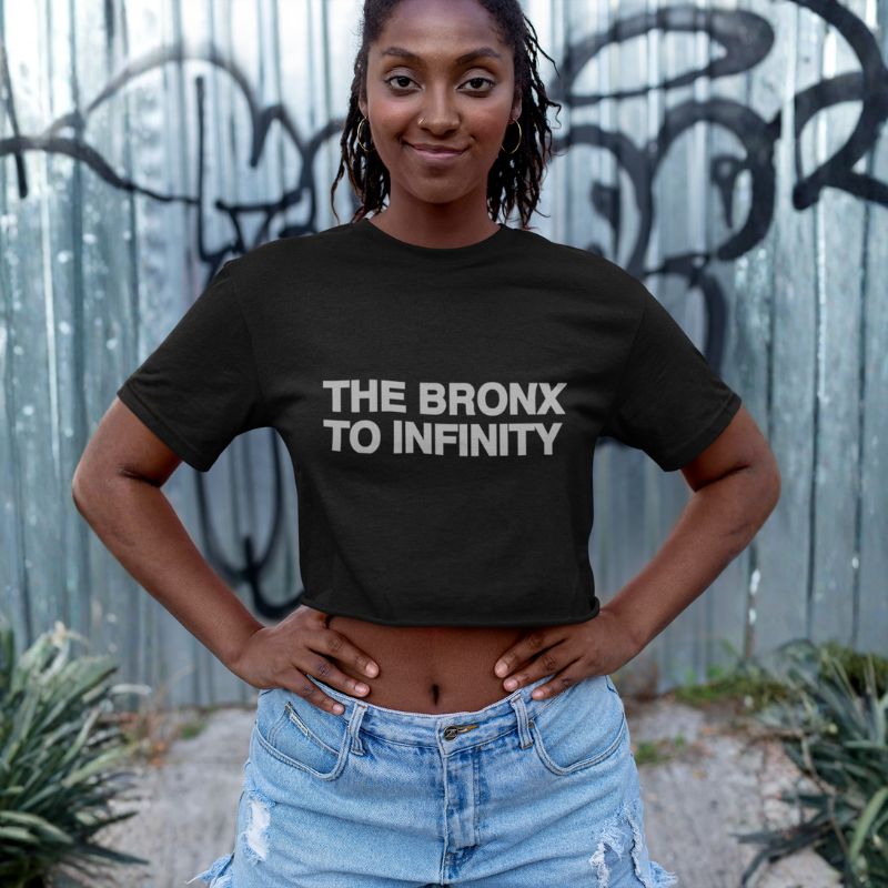 The Bronx to Infiniti Black Womens Classic Crop Tee