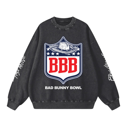 Bad Bunny Bowl Snow Washed Oversized Sweatshirt