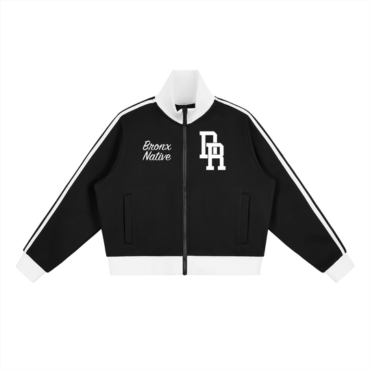 Bronx Native x DR Contrast Side Stripe Fleece Cropped Track Jacket