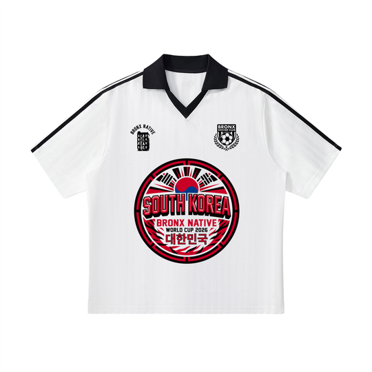 South Korea x Bronx Native Contrast Collar Striped Soccer Jersey product image 1 of 2 by Bronx Native