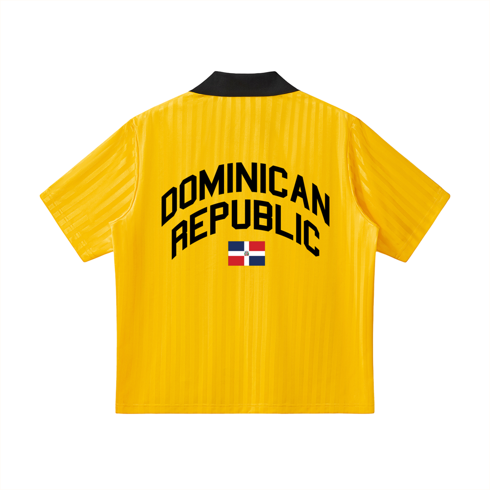 Dominican Republic Classic Contrast Collar Striped Soccer Jersey