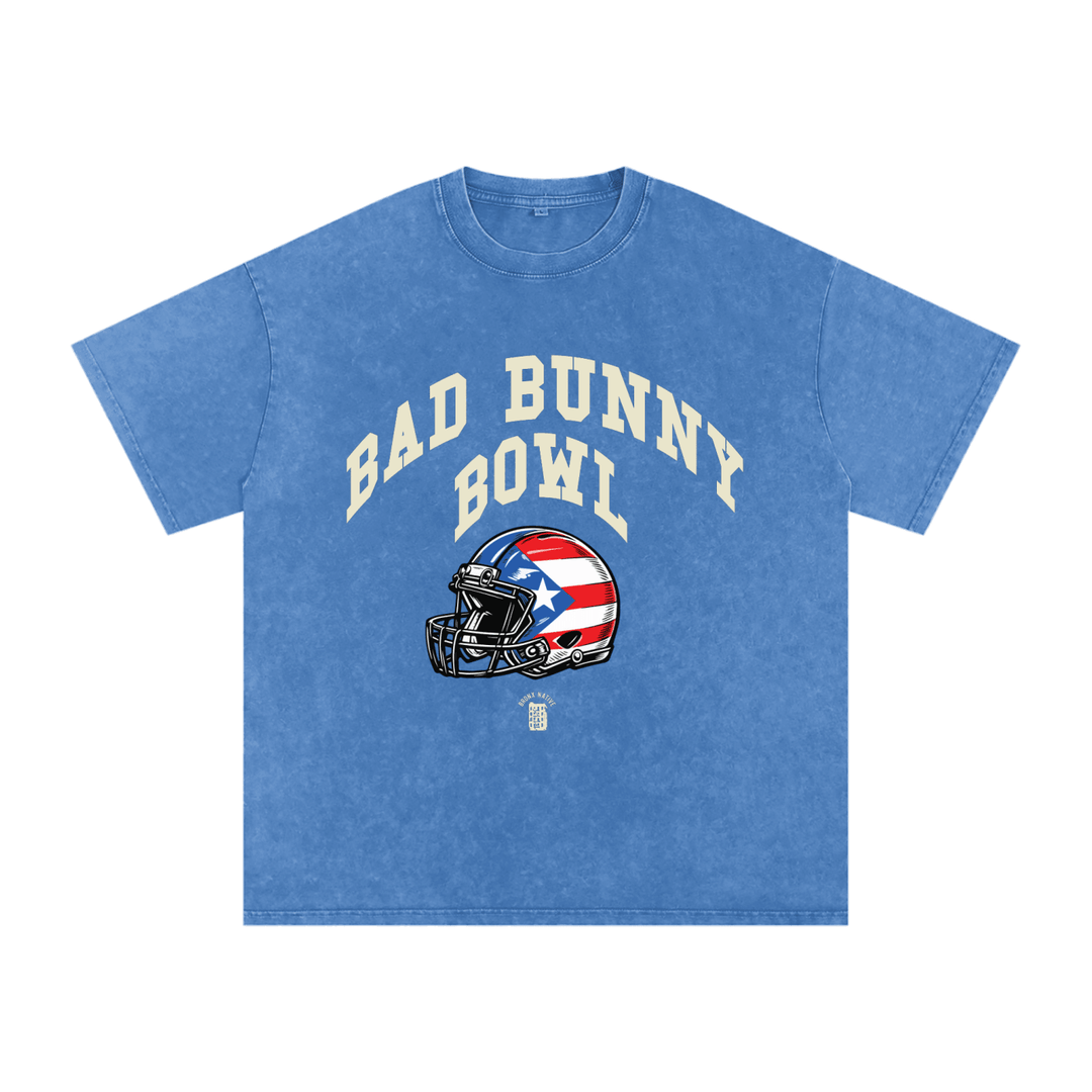 Bad Bunny Bowl Snow Washed Oversized Cotton T-Shirt