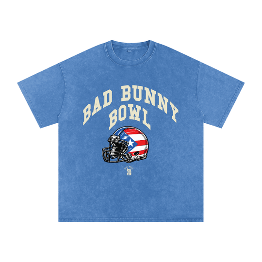 Bad Bunny Bowl Snow Washed Oversized Cotton T-Shirt