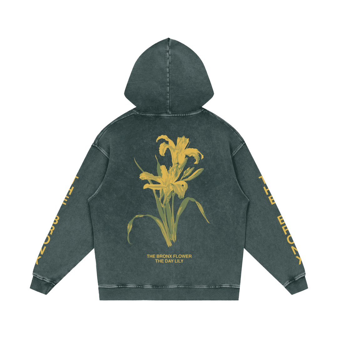 The Bronx Day Lily Snow Washed Loose Cotton Hoodie by Bronx Native for New York summer