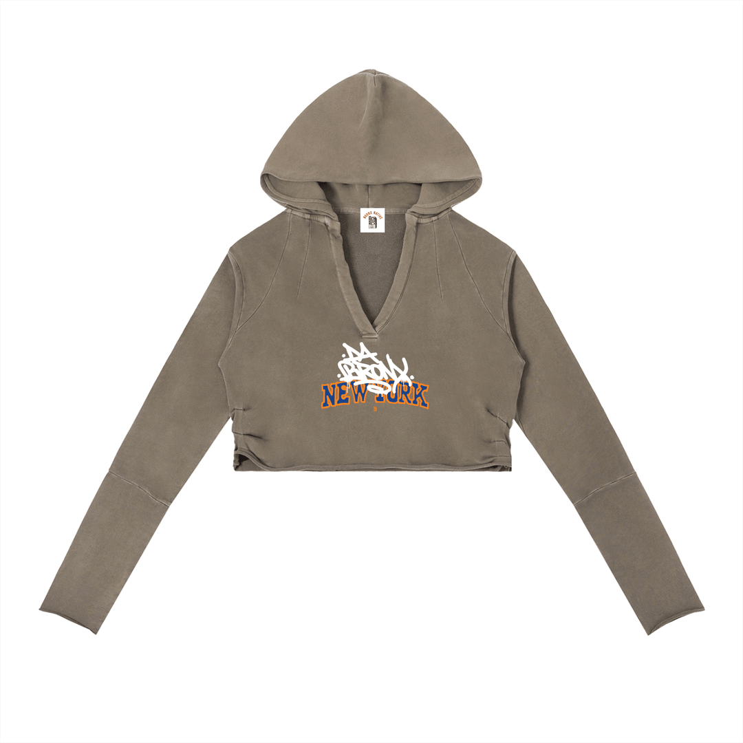 Bronx Basketball 2026 Playoff Edition Women's Vintage Washed Raw Edge Hoodie by Bronx Native