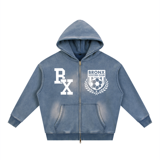 Bronx Soccer Club Sunfade Two-way Zipper Boxy Fleece Hoodie product image 3 of 8 by Bronx Native