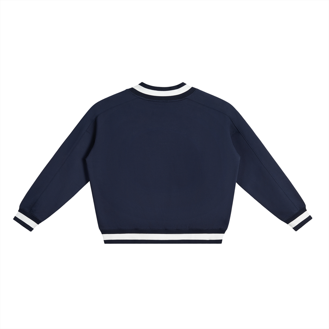 Allow me to Reintroduce Myself V-Neck Contrast Collar Boxy Sweatshirt