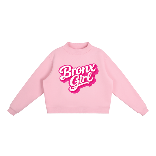 Bronx Girl Essential Fleece Mock-Neck Crew Sweatshirt