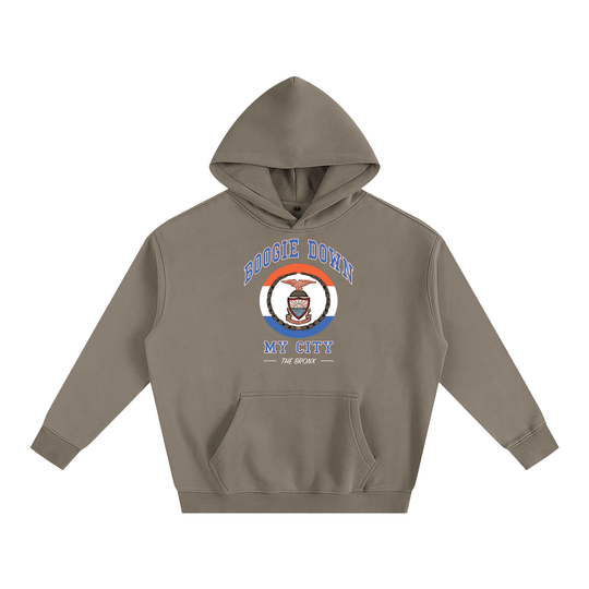 Boogie Down My City Classic Oversize Fleeced Hoodie by Bronx Native for New York summer