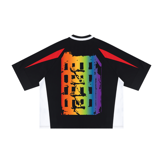 Unisex Oversized Color Block V-Neck T-Shirt
