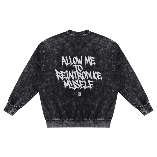 JX x BX Takeover Allow Me to Reintroduce Myself Snow Washed Hand-Frayed Sweatshirt
