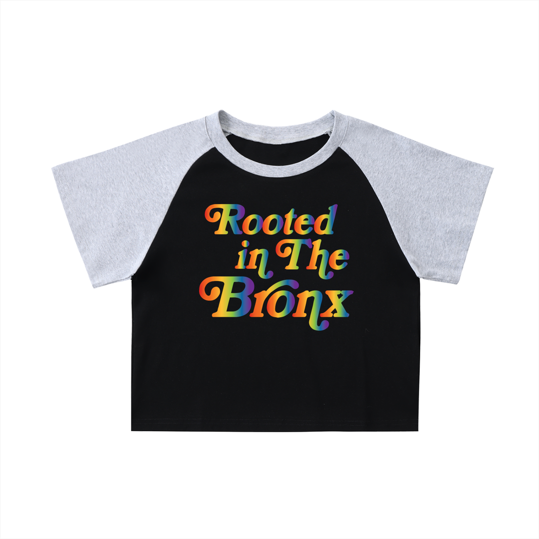 Color-Blocked Raglan Sleeve Crop Top
