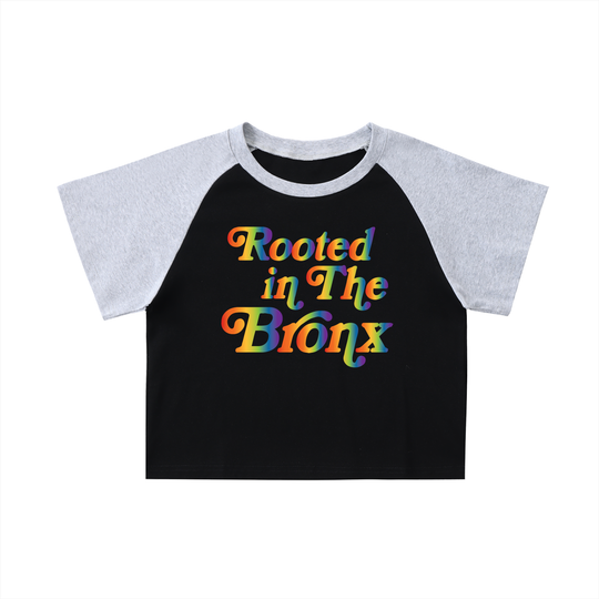 Color-Blocked Raglan Sleeve Crop Top