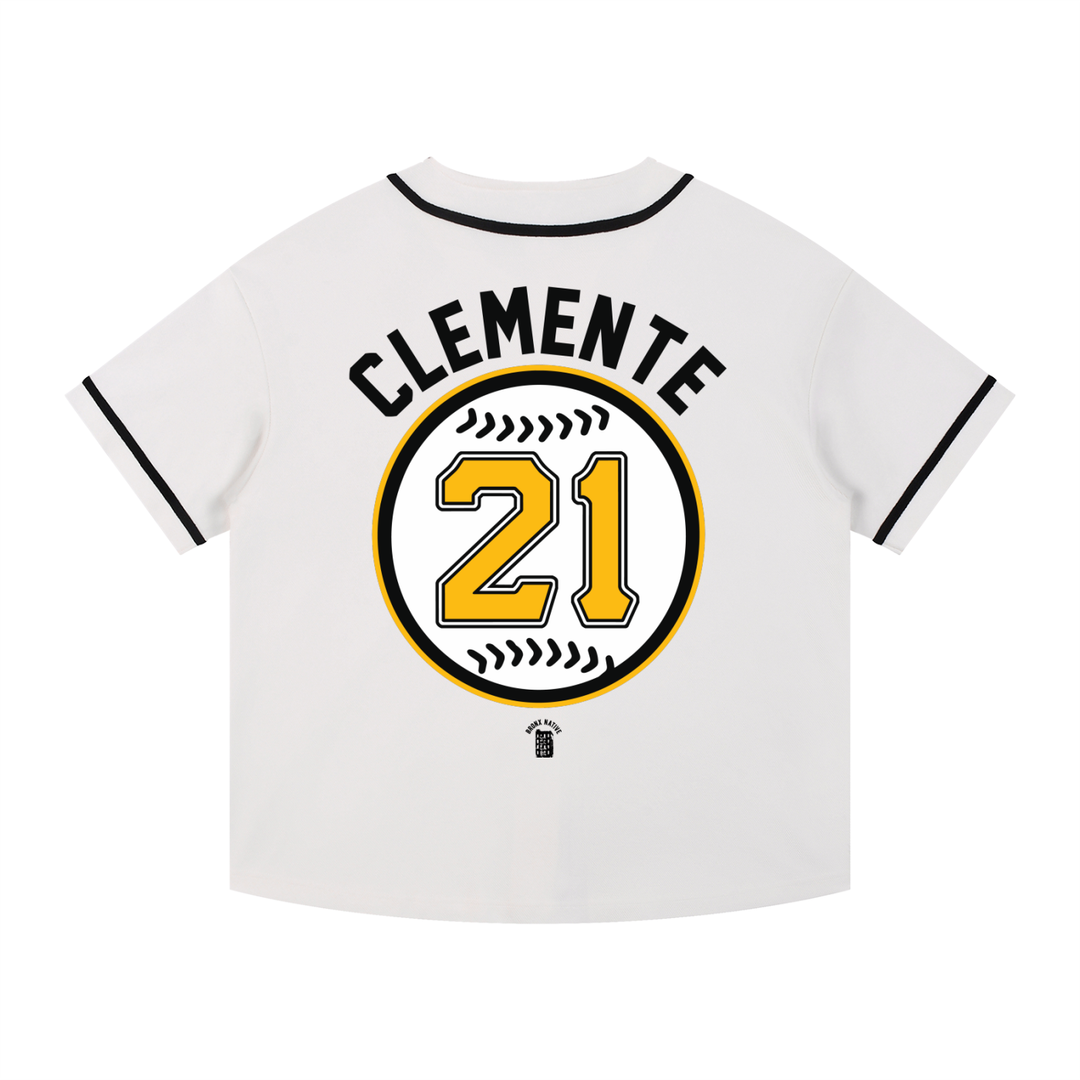 Clemente Contrast Piped Button-Up Jersey by Bronx Native - Puerto Rico Collection