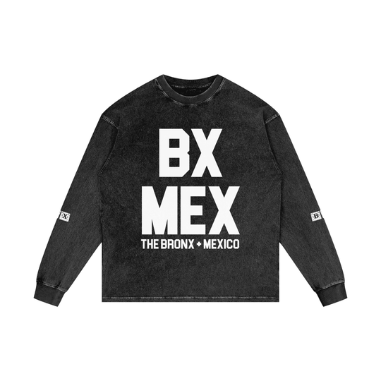 BX Mex Acid Wash Oversize Long Sleeve T-Shirt