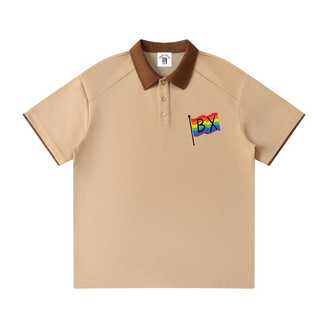 Contrast Collar Raglan Polo Shirt
