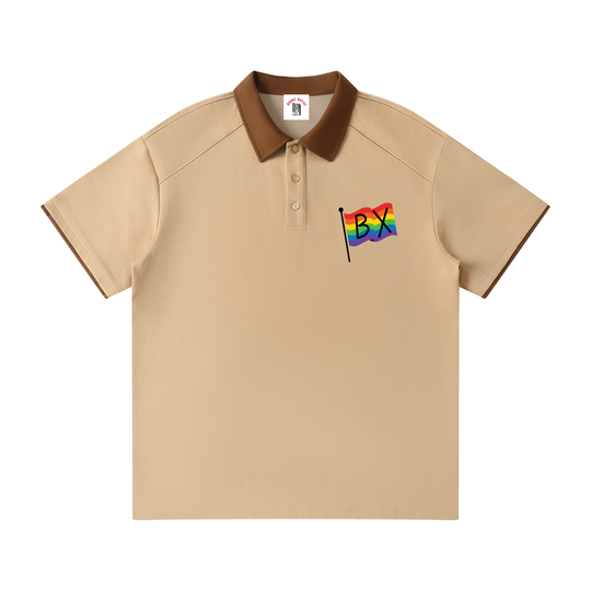 Contrast Collar Raglan Polo Shirt