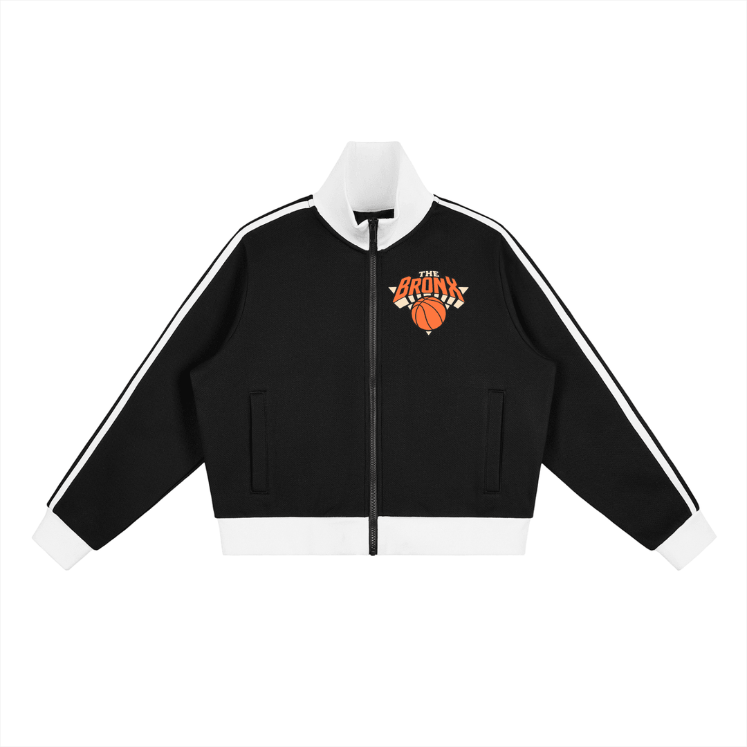 Bronx Basketball 2026 Playoff Edition Women's Contrast Side Stripe Fleece Cropped Track Jacket by Bronx Native