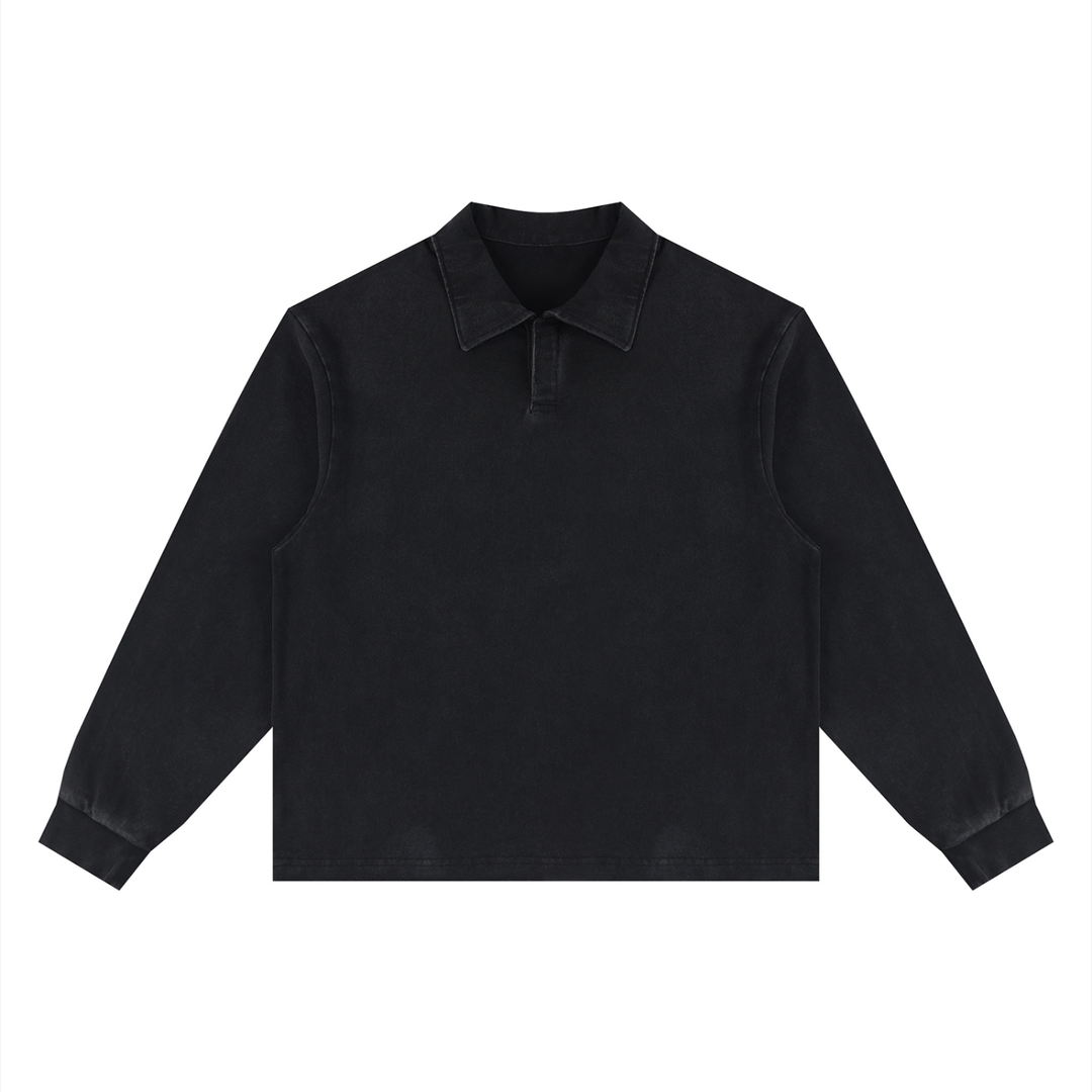 Unisex Loose Long Sleeve Polo Shirt