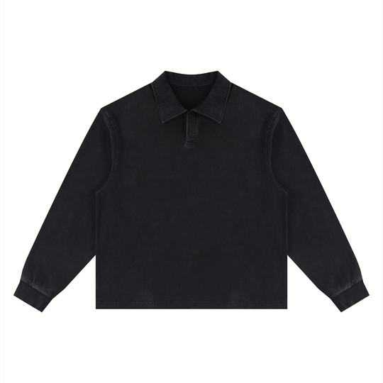 Unisex Loose Long Sleeve Polo Shirt