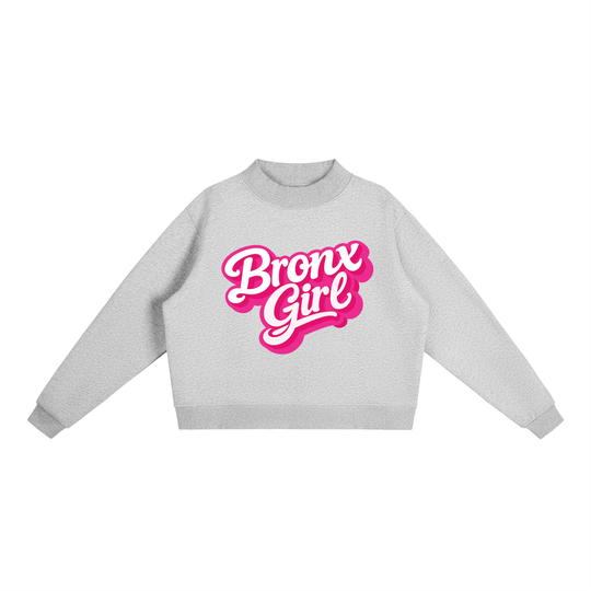 Bronx Girl Essential Fleece Mock-Neck Crew Sweatshirt