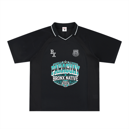 Paraguay x Bronx Native Limited Edition Color Pop Striped V-Neck Soccer Jersey product image 1 of 2 by Bronx Native