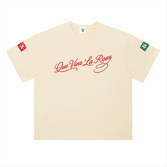 Que Viva La Raza Heavyweight Drop Shoulder Cotton T-Shirt by Bronx Native