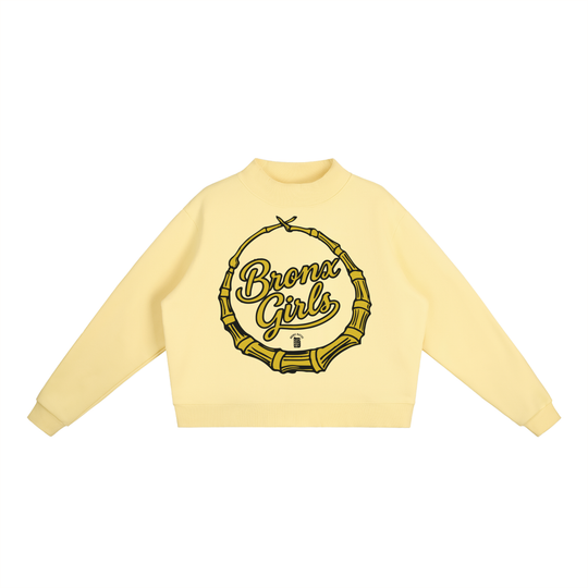 Bronx Girls Bamboo Earring Mock-Neck Crew Sweatshirt