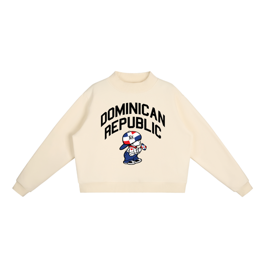 Dominican Republic Essential Fleece Mock-Neck Crew Sweatshirt