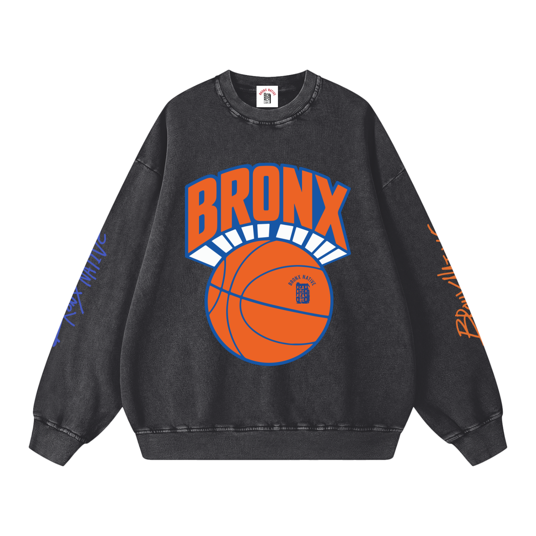 Bronx Basketball 2026 Playoff Edition Snow Washed Oversized Sweatshirt