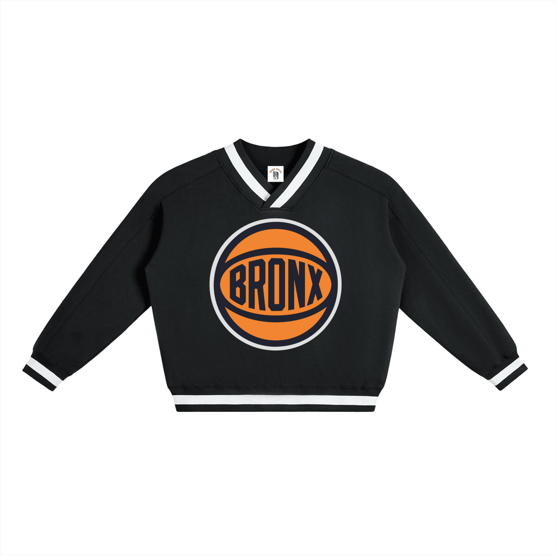 BXN Basketball 2026 Playoff Edition V-Neck Contrast Collar Boxy Sweatshirt by Bronx Native