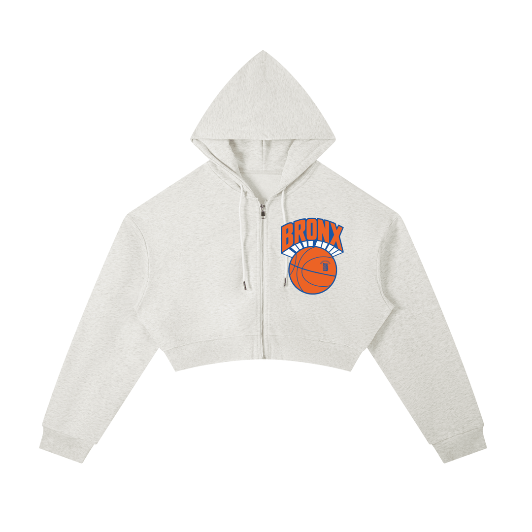 Bronx Basketball 2026 Playoff Edition Women's Essential Cropped Zip-Up Hoodie by Bronx Native