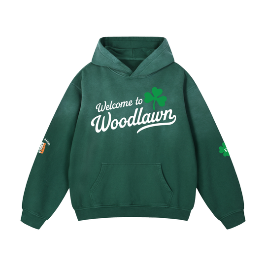 St. Patty's Day Bronx Native Exclusive "Welcome to Woodlawn" Unisex Heavyweight Sunfade Oversized Hoodie
