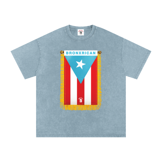 BronxRican Flag PR Edition Snow Washed Oversized Cotton T-Shirt