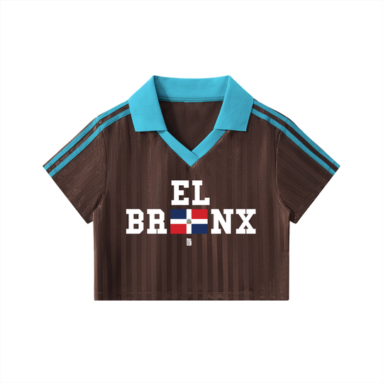 EL BRONX DR Contrast Collar Striped Cropped Jersey