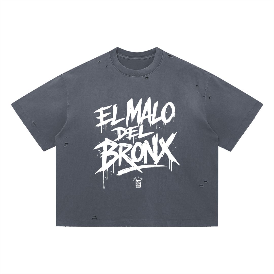 El Malo Del Bronx Vintage Washed Distressed Boxy Oversized T-Shirt Alt Colorway by Bronx Native for New York summer