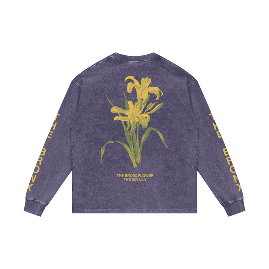 The Bronx Flower Acid Wash Oversize Long Sleeve T-Shirt by Bronx Native for New York summer